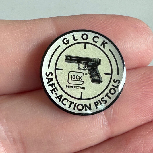 Vtg GLOCK PERFECTION SAFE-ACTION PISTOLS Hat Pin SHOT-SHOW Advertising