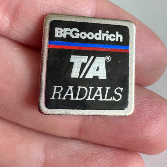 Vtg BFGoodrich T/A Radials Black Square Lapel Pin Racing Advertising