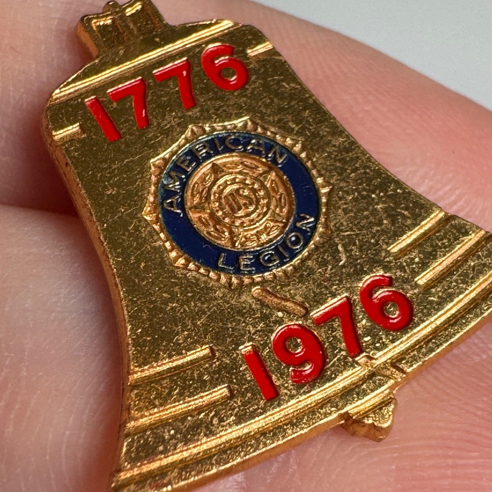 Vintage American Legion Bicentennial Liberty Bell Lapel Pin 1976 Gold Tone