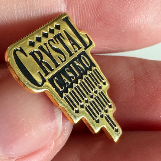 Vintage Crystal Casino Pin – Art Deco Style Gold Black Enamel Fort Gary Winnipeg