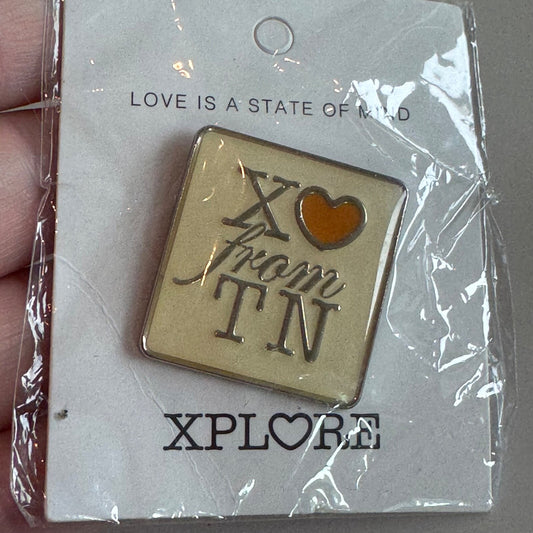Xplore “XO from TN” Tennessee State Love Enamel Pin – Carded