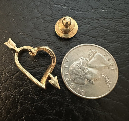 Vintage Gold Open Heart Arrow Tie Tack Collectible Scatter Pin