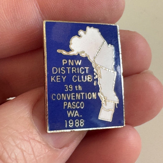 Vintage 1988 PNW District Key Club 39th Convention Pasco WA Lapel Pin
