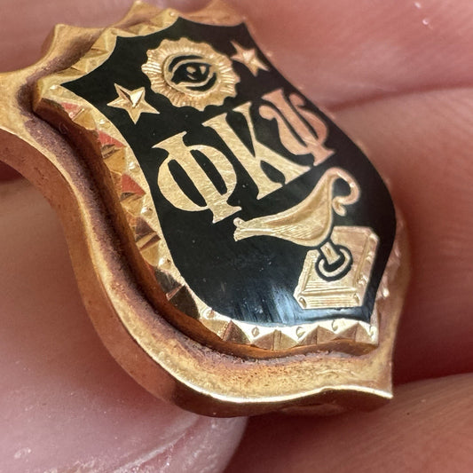 1938 14k Yellow Gold Vintage Enamel Frat Phi Kappa Psi Pin University of Iowa