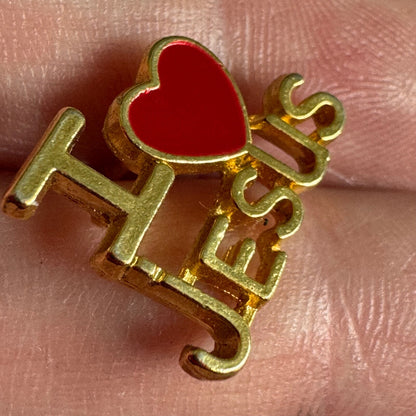 "I Love Jesus" Gold & Red Enamel Pin – Bold Faith Statement Love Heart