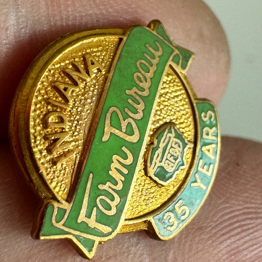 Indiana Farm Bureau 35 Years Pin – Gold & Green Agriculture Award