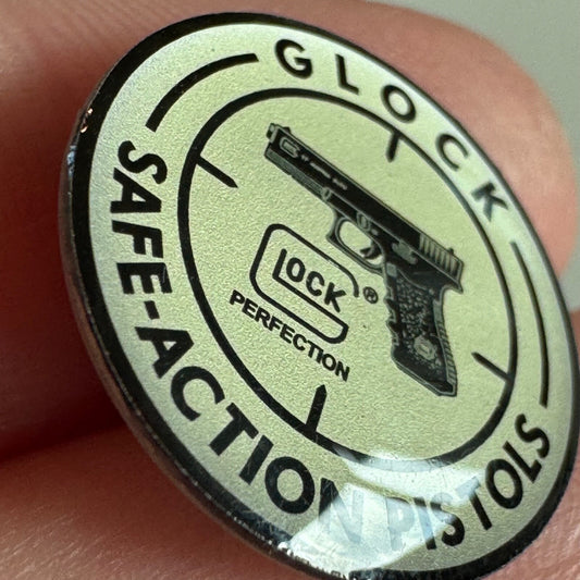 Vtg GLOCK PERFECTION SAFE-ACTION PISTOLS Hat Pin SHOT-SHOW Advertising