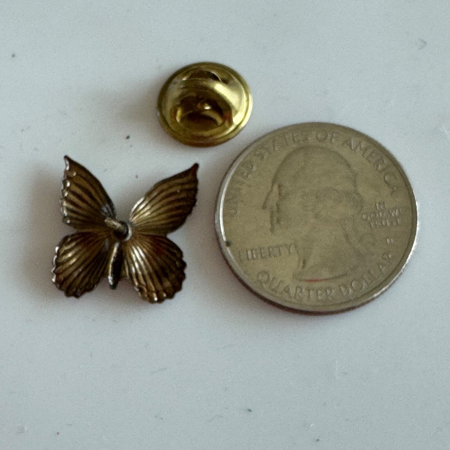 Bronze Butterfly Brooch – Vintage Patina Insect Pin with Textured Wings