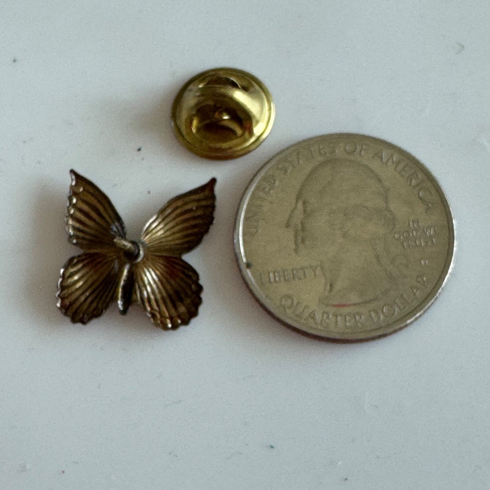 Bronze Butterfly Brooch – Vintage Patina Insect Pin with Textured Wings