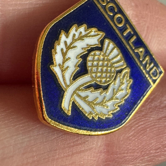Vintage Scotland Thistle Cloisonne Shield Crest Lapel Pin Souvenir Tourist