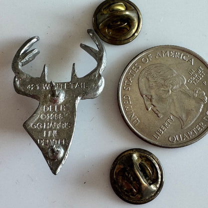 1988 Whitetail Deer Fine Pewter Animal Vintage GG HARRIS Tie Tack Lapel Pin