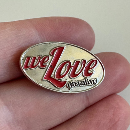 Vintage We Love Operations Silver Tone Lapel Pin