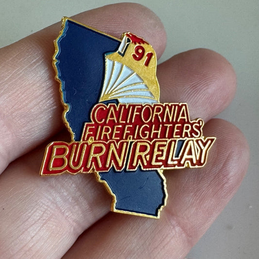Vintage 1991 California Firefighters Burn Relay Lapel Pin 