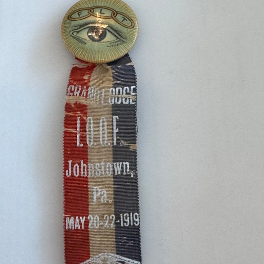 Antique 1919 IOOF FLT Grand Lodge Lapel Pin Button Johnston PA Odd Fellows