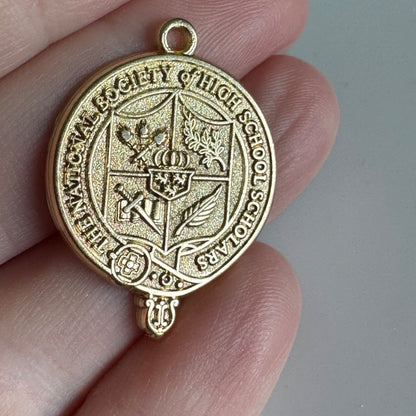 Vintage National Society of High School Scholars Key Pendant Charm – Gold Tone