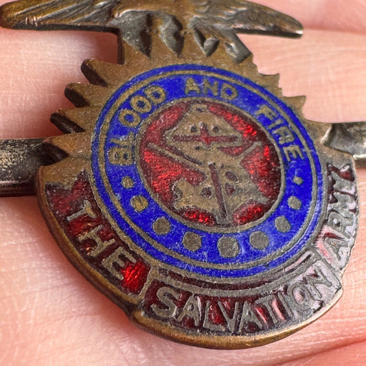 Vintage The Salvation Army Blood and Fire Lapel Pin Brooch OLD C-Clasp
