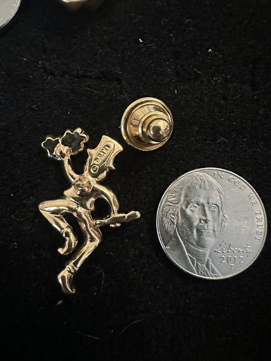 St. Patrick's Day IRISH Shamrock Clover Gold Tone LEPRECHAUN AVON Brooch Pin