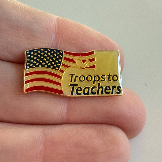 Troops to Teachers USA Flag & Apple Pin – Military to Education Program