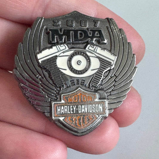 2007 Harley-Davidson MDA Wings Pin – V-Twin Engine Shield