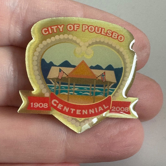 2008 City of Poulsbo Washington Centennial Lapel Pin Little Norway