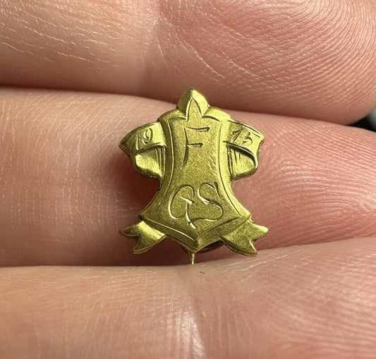 Antique FGS 1915 Lapel Pin Bastian Bros. Likely Frederick Gunn School