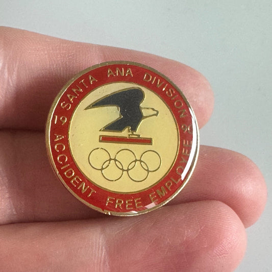 Vtg USPS Santa Ana Division Accident Free Pin – Olympic Rings Emblem
