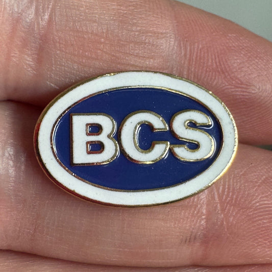 BCS America Tractor Lapel Pin Tie Track Blue & White Oval Enamel Pin