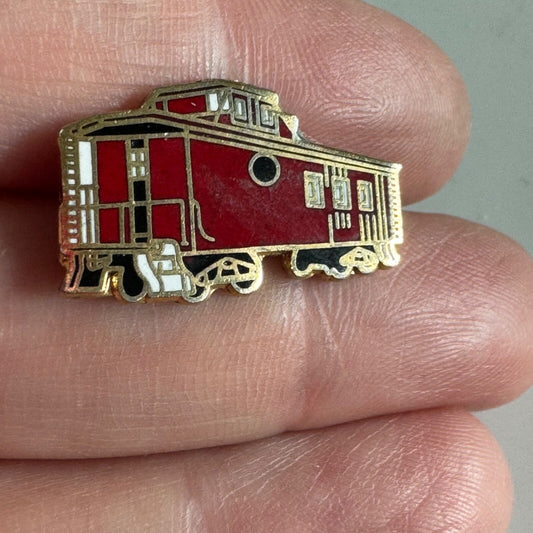 Vintage Red Caboose Lapel Pin Train Railroad