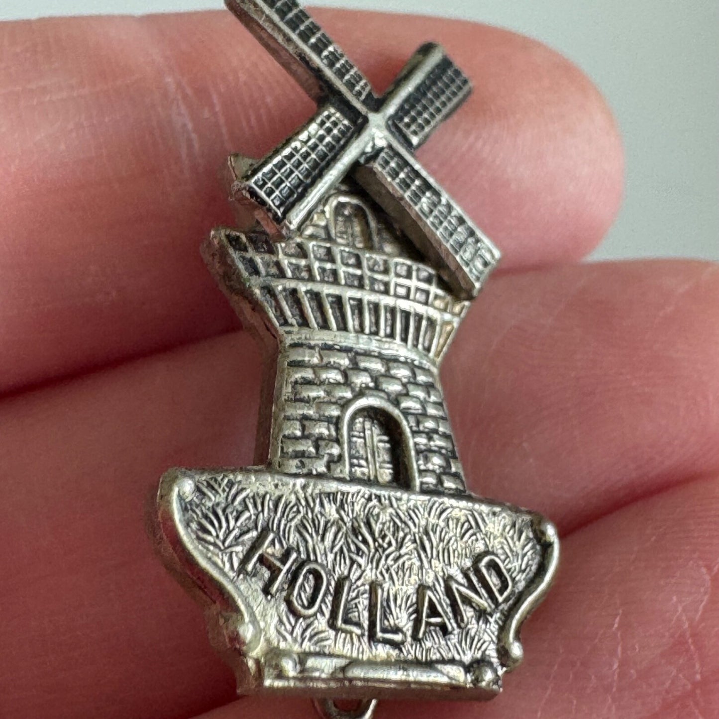 Vintage Pewter Holland Windmill Lapel Pin Souvenir Tourist Michigan