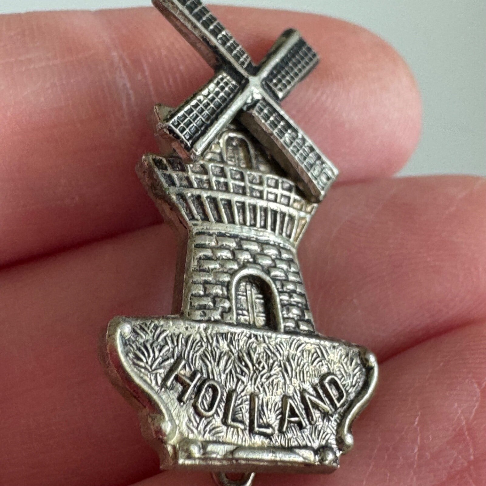 Vintage Pewter Holland Windmill Lapel Pin Souvenir Tourist Michigan