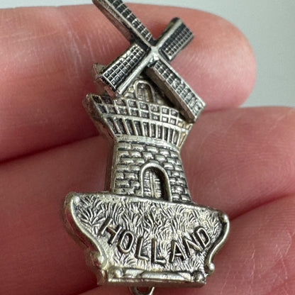 Vintage Pewter Holland Windmill Lapel Pin Souvenir Tourist Michigan