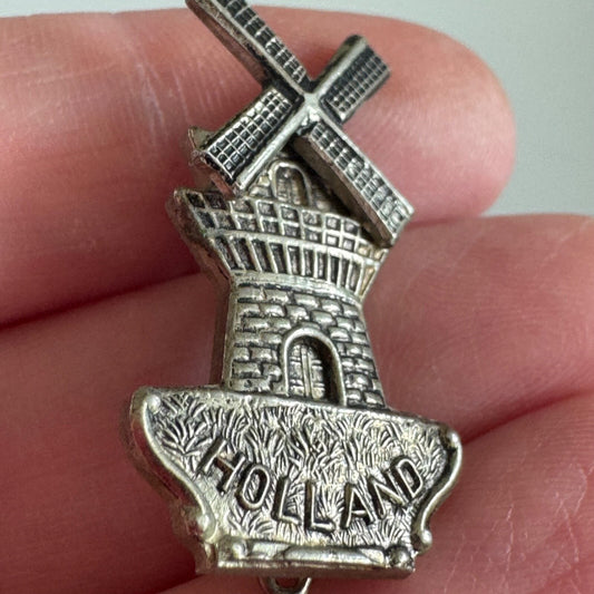 Vintage Pewter Holland Windmill Lapel Pin Souvenir Tourist Michigan
