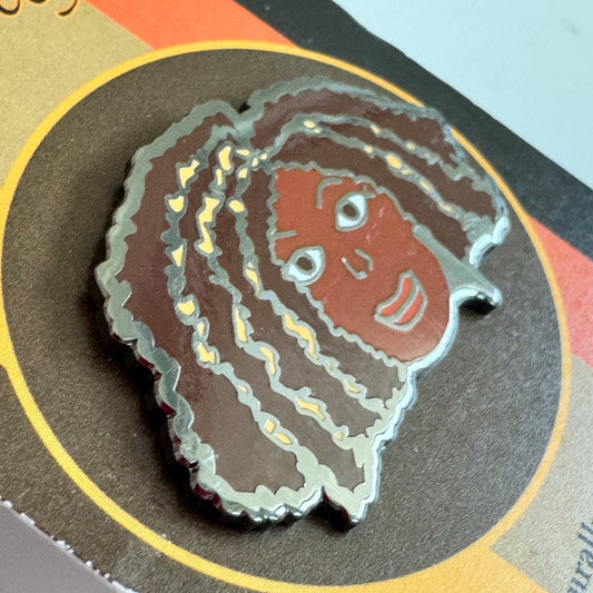 Naturally Me SKCreations African American Lapel Pin Long Brown Hair NWT