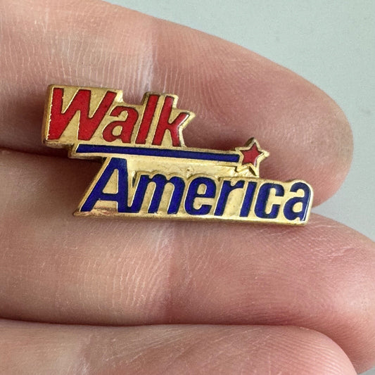 Walk America Patriotic Pin – Red, White & Blue March Support Badge