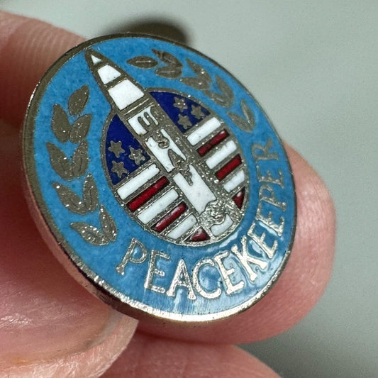 VINTAGE USAF PEACEKEEPER MISSILE MX LGM-118 MIRV ICBM LAPEL PIN TIE TACK ENAMEL