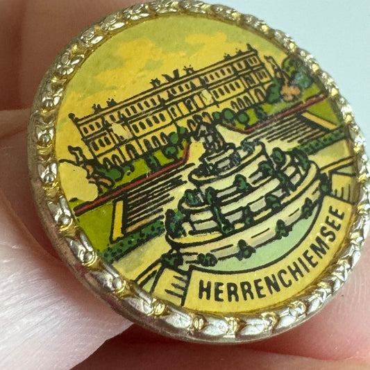 Vintage Herrenchiemsee Germany Palace Souvenir Pin – Colorful Badge