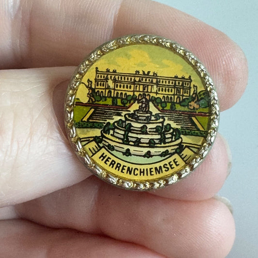 Vintage Herrenchiemsee Germany Palace Souvenir Pin – Colorful Badge