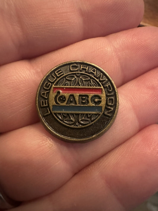 Vtg BOWLING ABC AWARD  "LEAGUE CHAMPION" LAPEL PIN HAT VEST TIE TAC