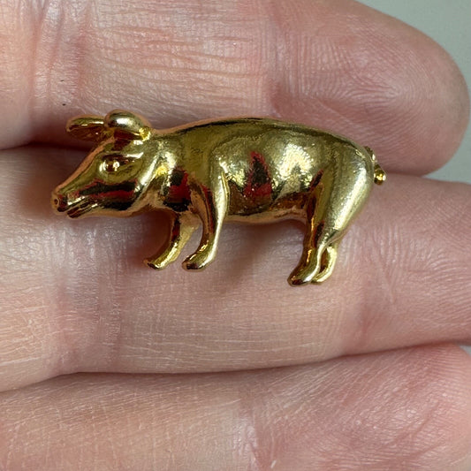 Gold Tone Pig Pin Tie Tack – Farm Animal Pin Cute Swine Design