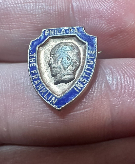 ANTIQUE THE FRANKLIN INSTITUTE SHIELD PIN BUTTON PINBACK PHILADELPHIA PA