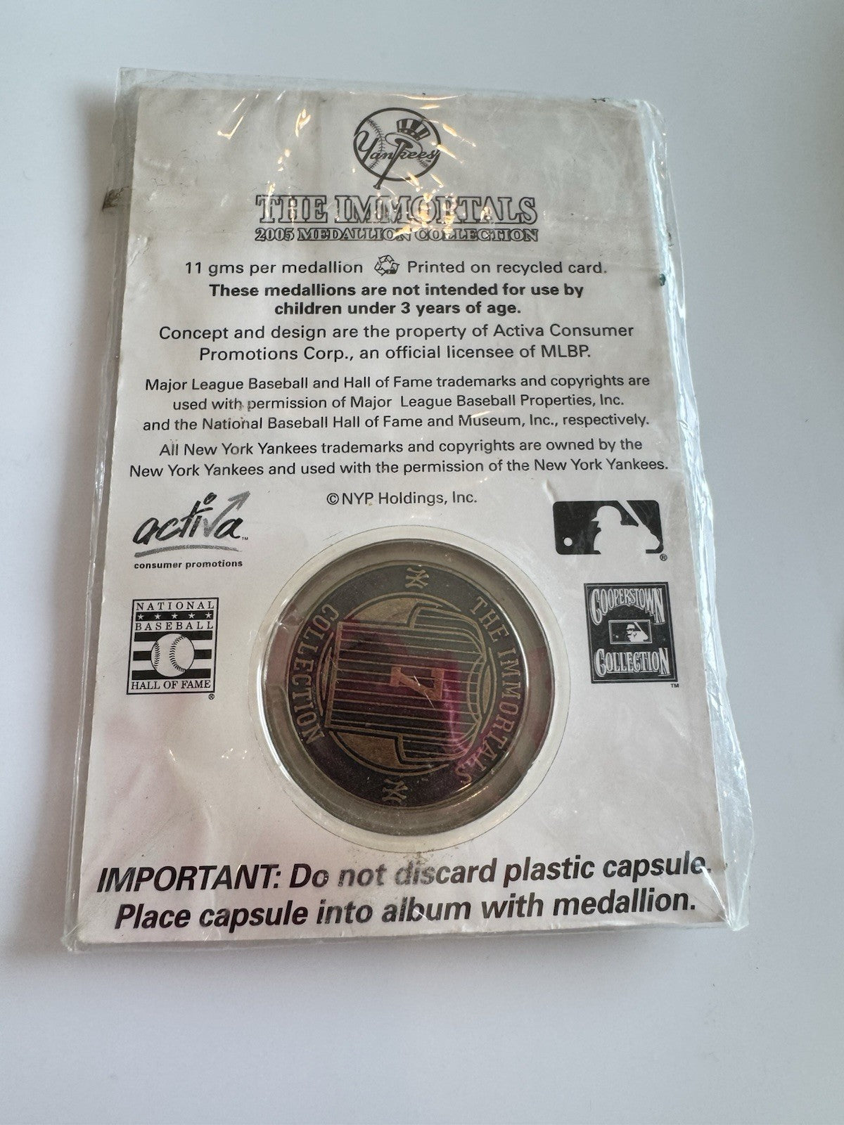 2005 Mickey Mantle New York Post Medallion Yankees Sealed The Immortals Mint