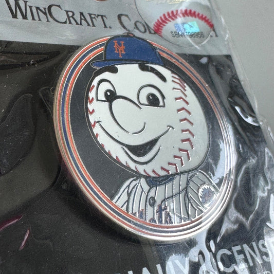Mr. Met Baseball Head Pin – New York Mets Mascot WinCraft MLB Badge
