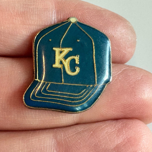 Kansas City Royals KC Navy Baseball Cap Enamel Lapel Hat Pin MLB Vintage