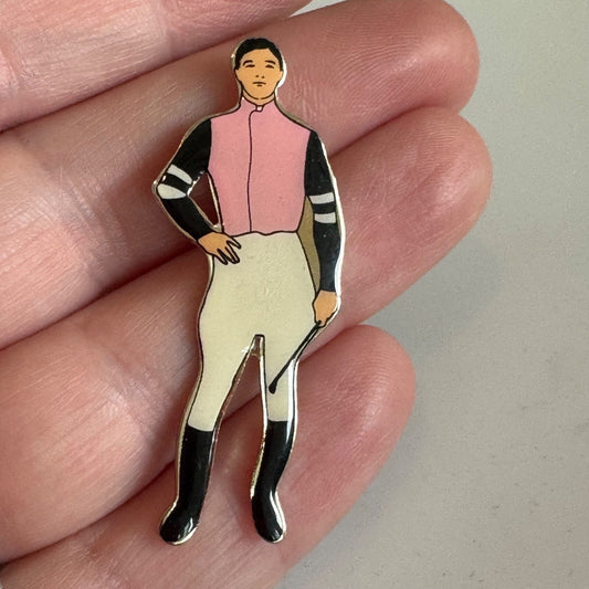 Vintage Santa Anita 50th Anniversary Jockey Lapel Pin 