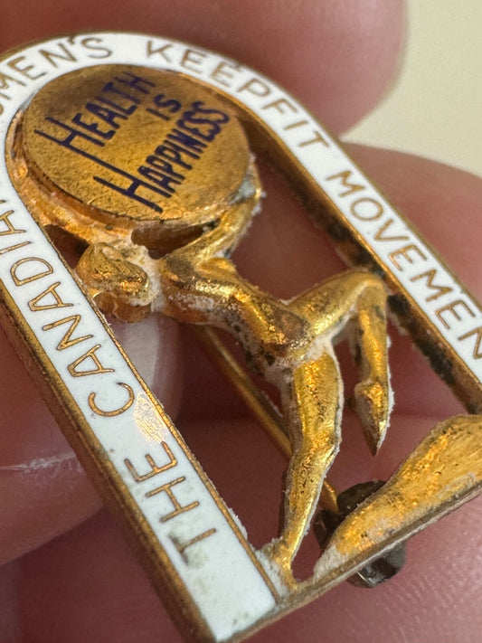 Vintage The Canadian Women's Keepfit Movement Health is Happiness Pin RARE