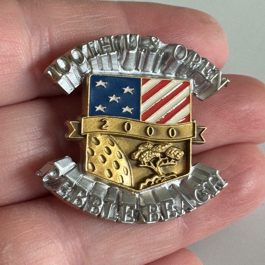 Vintage 2000 U.S. Open Golf Pin – Pebble Beach American Flag Shield