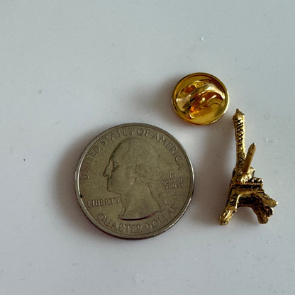 Vintage Eiffel Tower Lapel Pin Pin Tie Tack  – Paris Souvenir Badge Gold Tone