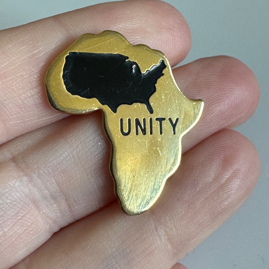 Vintage Africa USA Unity Pin – Gold and Black Solidarity Emblem
