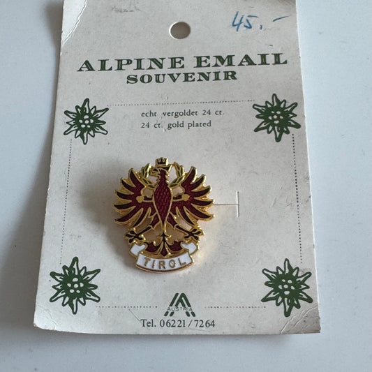 24kt Gold Plated Tirol Alpine Email Souvenir Lapel Pin