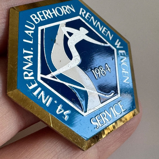 Vtg 1984 Lauberhorn Rennen Wengen Service Ski Race Enamel Lapel Pin Switzerland